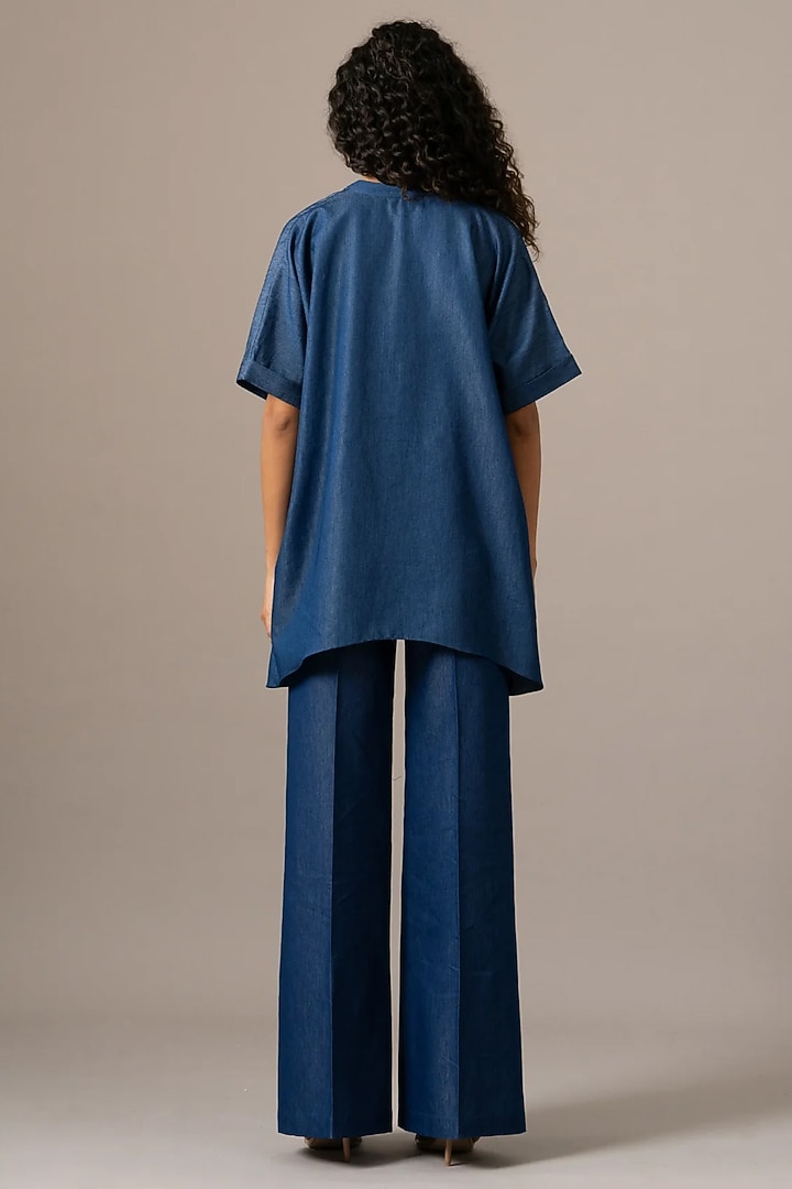 Blue Denim Tunic by Namrata Joshipura at Pernia's Pop Up Shop