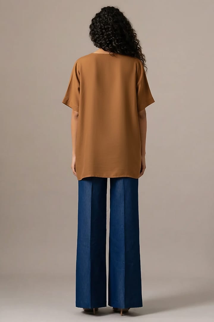 Blush Denim Handkerchief Zipper Tunic by Namrata Joshipura at Pernia's Pop Up Shop