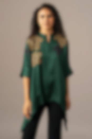 Green Cupro Lego Katni Handkerchief Tunic by Namrata Joshipura at Pernia's Pop Up Shop