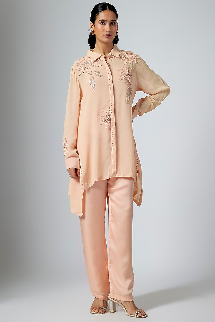 Blush Pink Georgette Tunic by Namrata Joshipura at Pernia's Pop Up Shop