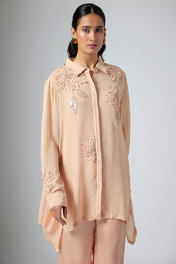 Blush Pink Georgette Tunic by Namrata Joshipura at Pernia's Pop Up Shop