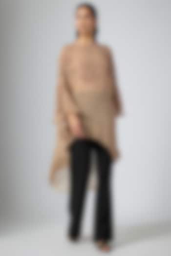 Mocha Brown Cupro Printed Tunic by Namrata Joshipura at Pernia's Pop Up Shop