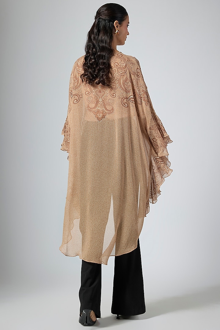 Mocha Brown Cupro Printed Tunic by Namrata Joshipura at Pernia's Pop Up Shop
