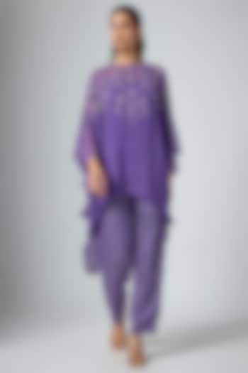 Purple Cupro Printed Tunic by Namrata Joshipura at Pernia's Pop Up Shop