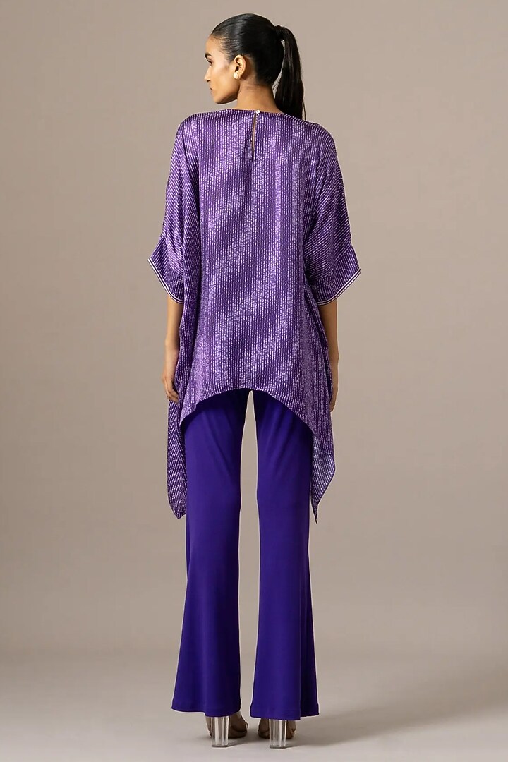 Purple Cupro Floral Printed Handkerchief Tunic by Namrata Joshipura at Pernia's Pop Up Shop