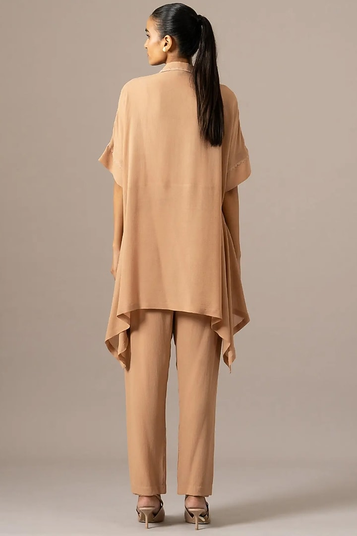 Blush Georgette Palm Leaf Printed Tunic by Namrata Joshipura at Pernia's Pop Up Shop