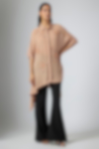 Mocha Brown Georgette Tunic by Namrata Joshipura at Pernia's Pop Up Shop