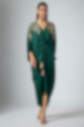 Green Cupro Midi Cocktail Dress by Namrata Joshipura at Pernia's Pop Up Shop