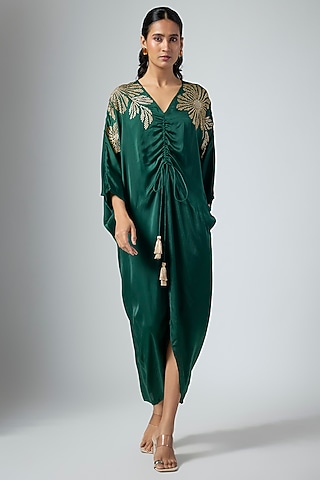 Green Cupro Midi Dress by Namrata Joshipura