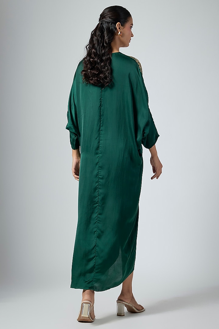Green Cupro Midi Cocktail Dress by Namrata Joshipura at Pernia's Pop Up Shop