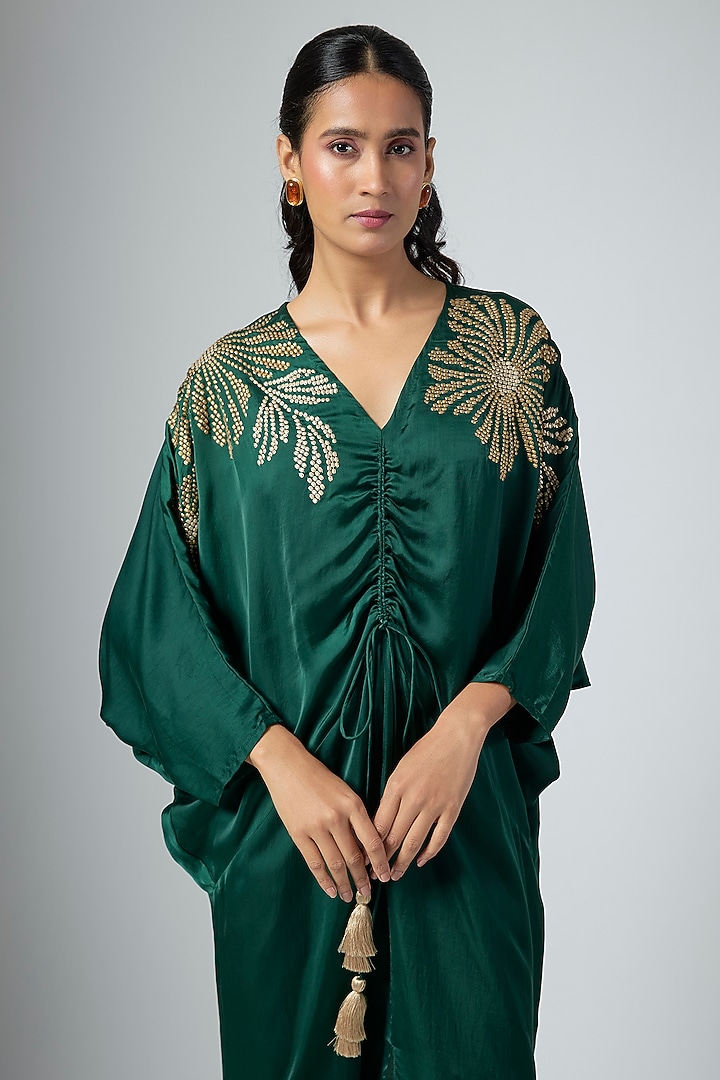 Green Cupro Midi Cocktail Dress by Namrata Joshipura at Pernia's Pop Up Shop
