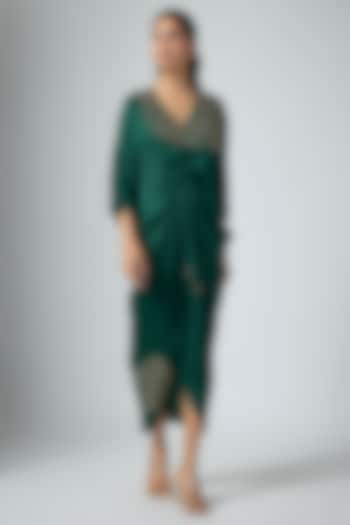 Green Cupro Midi Cocktail Dress by Namrata Joshipura at Pernia's Pop Up Shop