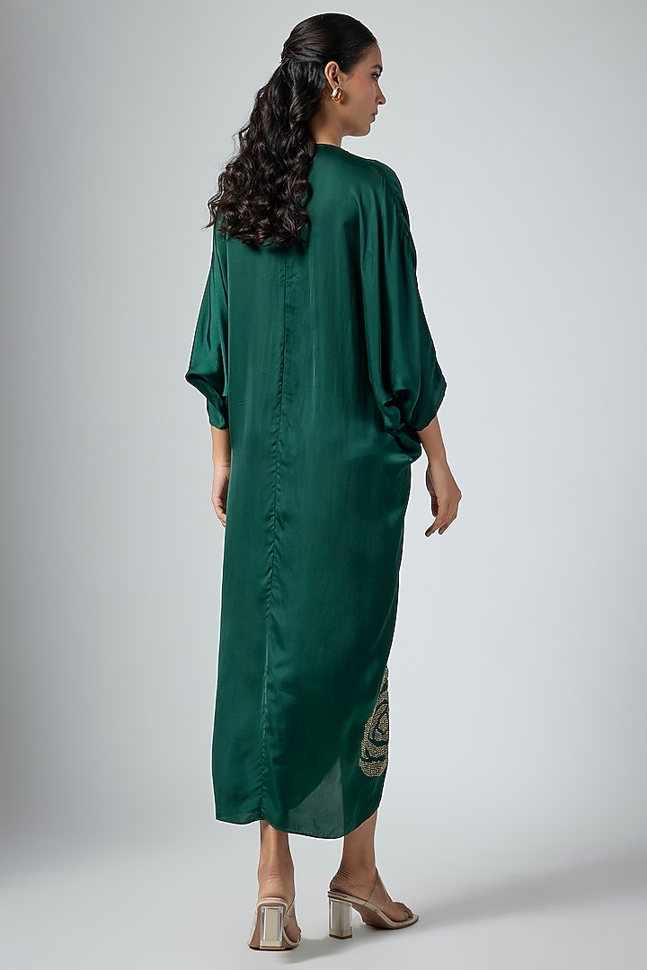 Green Cupro Midi Cocktail Dress by Namrata Joshipura at Pernia's Pop Up Shop