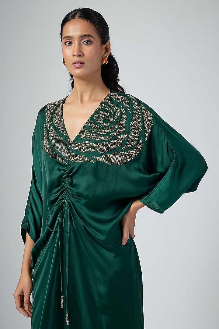 Green Cupro Midi Cocktail Dress by Namrata Joshipura at Pernia's Pop Up Shop