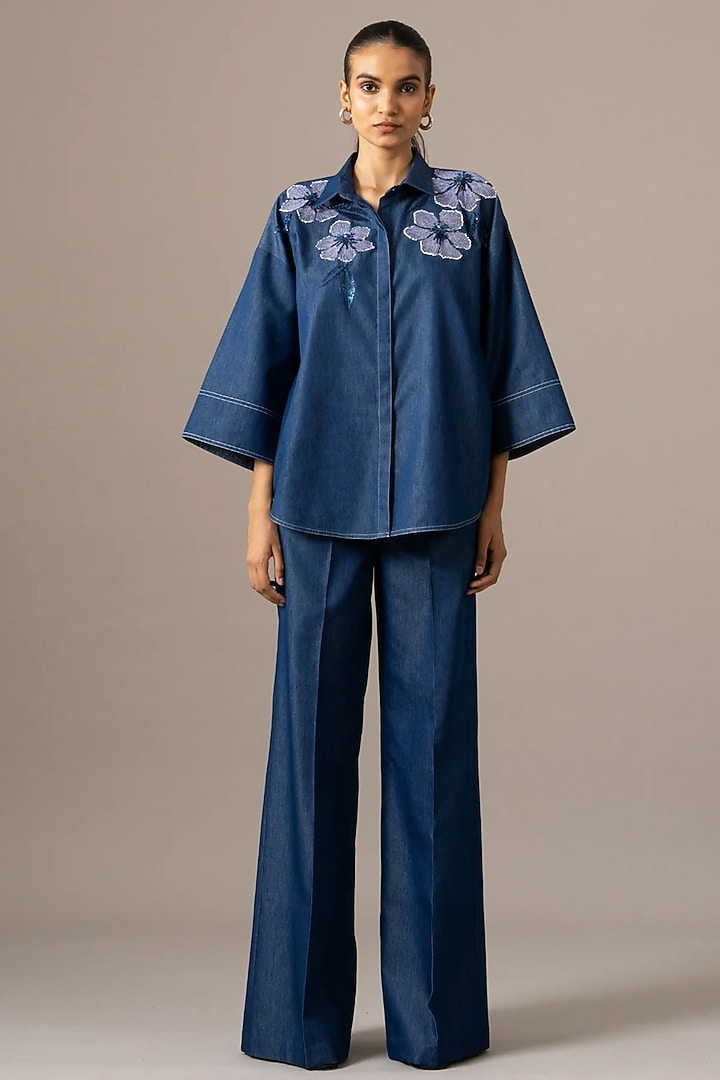 Blue Denim Co-Ord Set by Namrata Joshipura at Pernia's Pop Up Shop