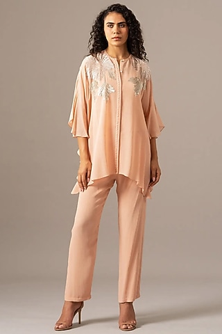 Blush Georgette Co-Ord Set by Namrata Joshipura