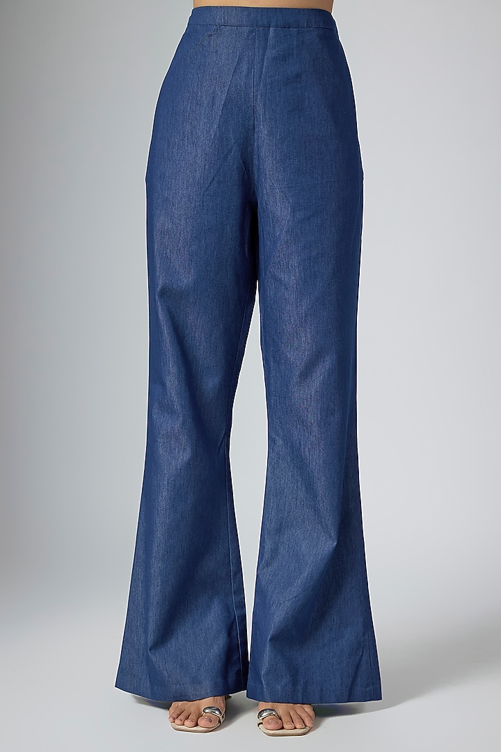 Denim Blue Modal Linen Co-Ord Set by Namrata Joshipura at Pernia's Pop Up Shop