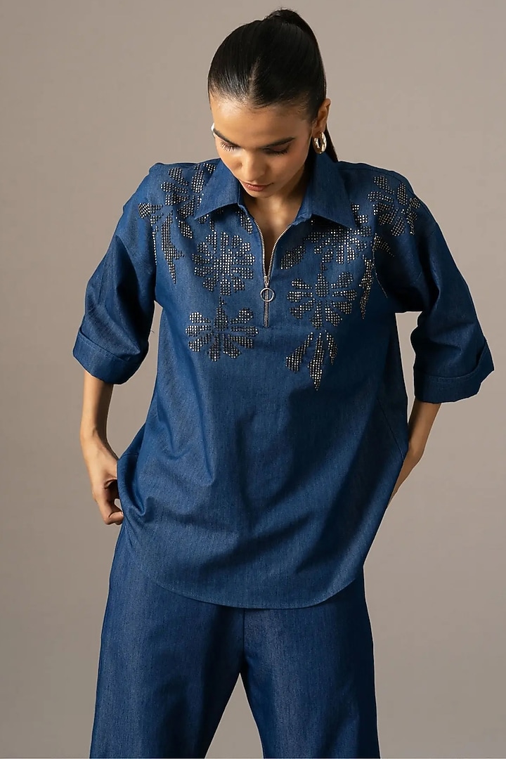 Blue Denim Co-Ord Set by Namrata Joshipura at Pernia's Pop Up Shop