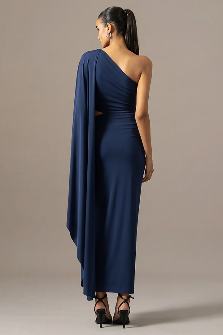 Navy Jersey One Shoulder Engagement Gown by Namrata Joshipura at Pernia's Pop Up Shop