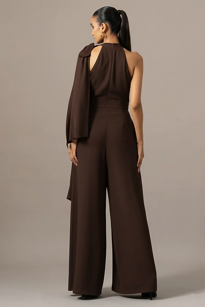 Brown Georgette Box Pleated Jumpsuit by Namrata Joshipura at Pernia's Pop Up Shop