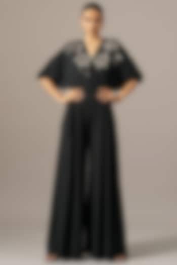 Black Jersey Box Pleated Jumpsuit by Namrata Joshipura at Pernia's Pop Up Shop