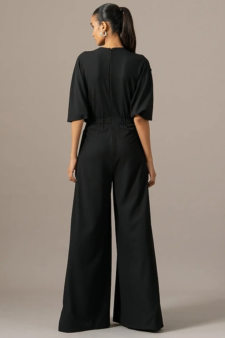 Black Jersey Box Pleated Jumpsuit by Namrata Joshipura at Pernia's Pop Up Shop