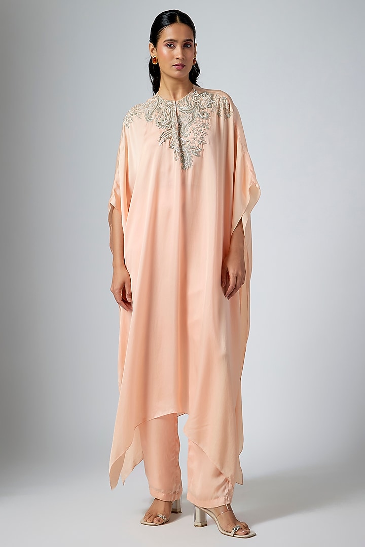 Blush Pink Cupro Kaftan Set by Namrata Joshipura at Pernia's Pop Up Shop