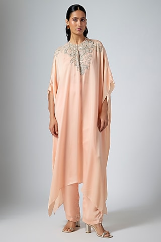 Blush Pink Cupro Kaftan Set by Namrata Joshipura