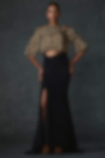 Black Jersey Skirt Set by Namrata Joshipura at Pernia's Pop Up Shop