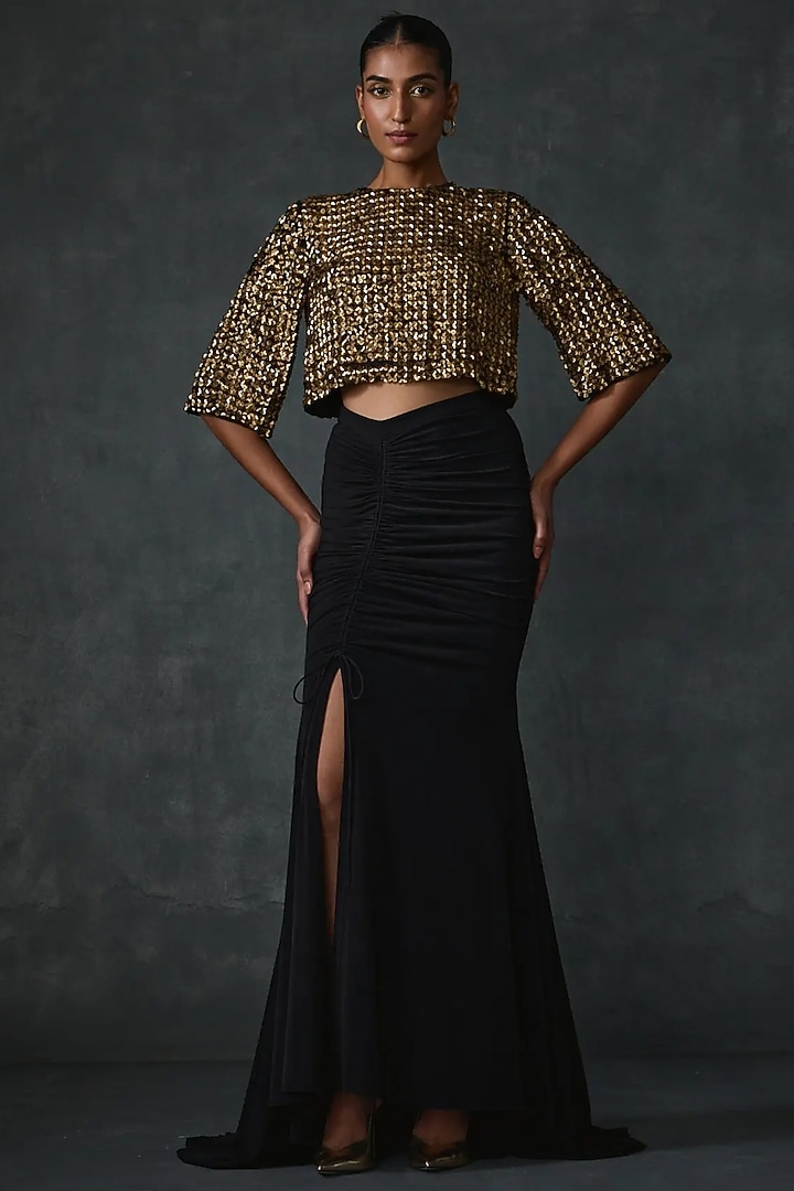 Black Jersey Skirt Set by Namrata Joshipura at Pernia's Pop Up Shop