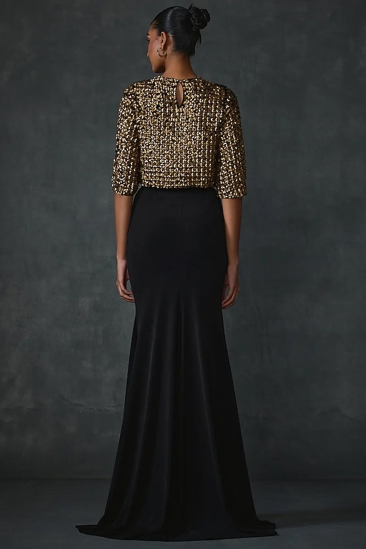 Black Jersey Skirt Set by Namrata Joshipura at Pernia's Pop Up Shop