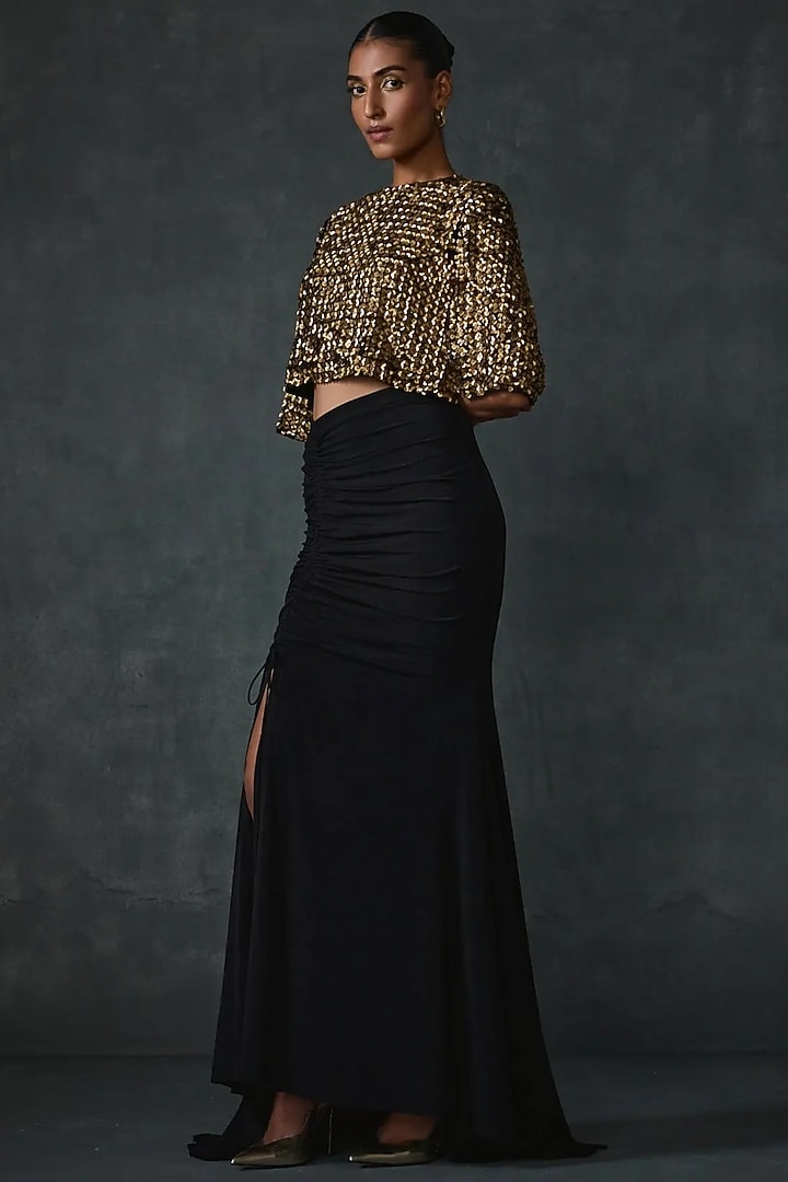 Black Jersey Skirt Set by Namrata Joshipura at Pernia's Pop Up Shop