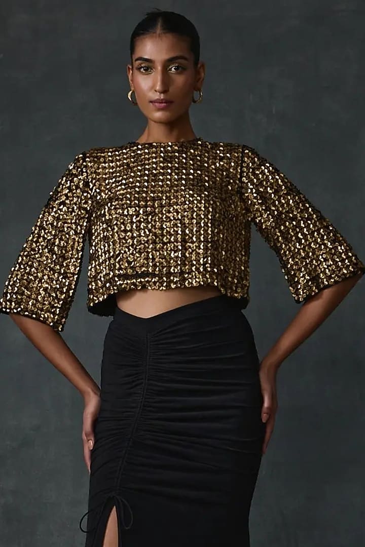 Black Jersey Skirt Set by Namrata Joshipura at Pernia's Pop Up Shop