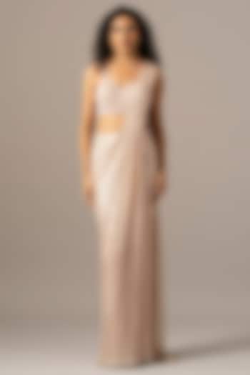 Blush Sequins Mesh Wedding Saree Set by Namrata Joshipura at Pernia's Pop Up Shop