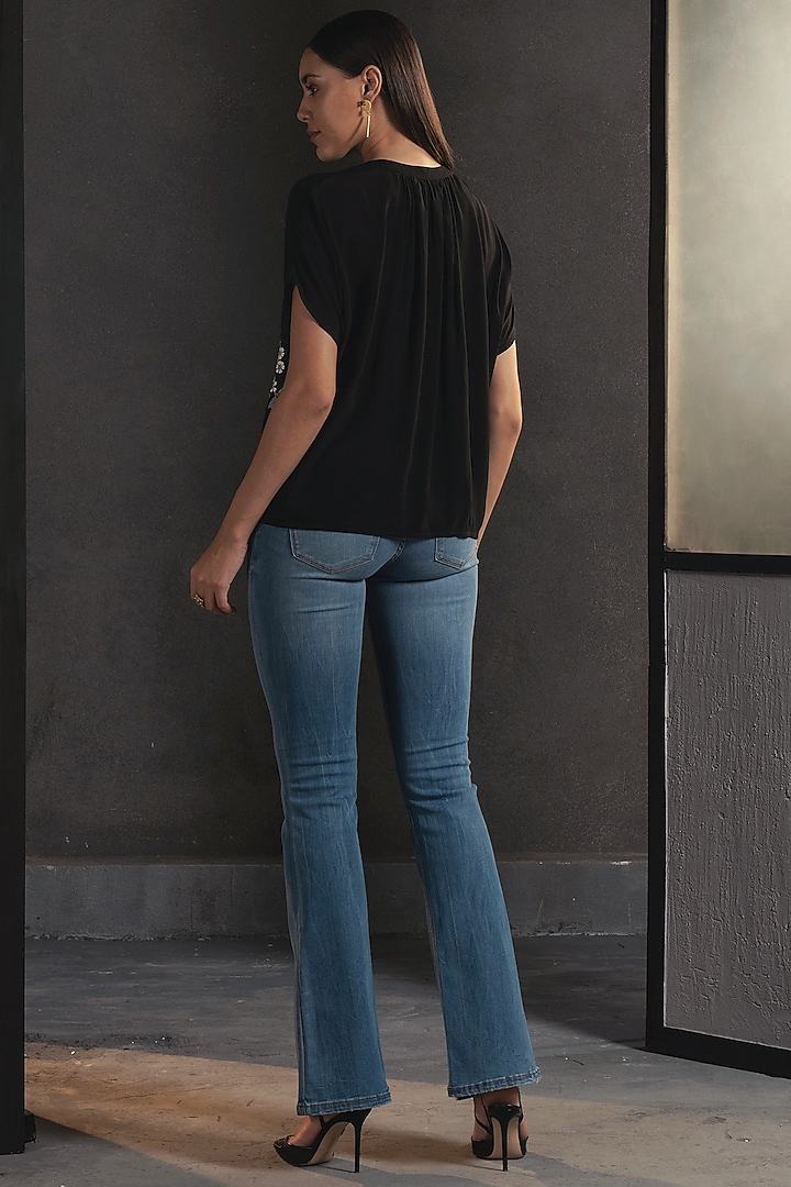 Black Hand Embellished Top by Namrata Joshipura at Pernia's Pop Up Shop