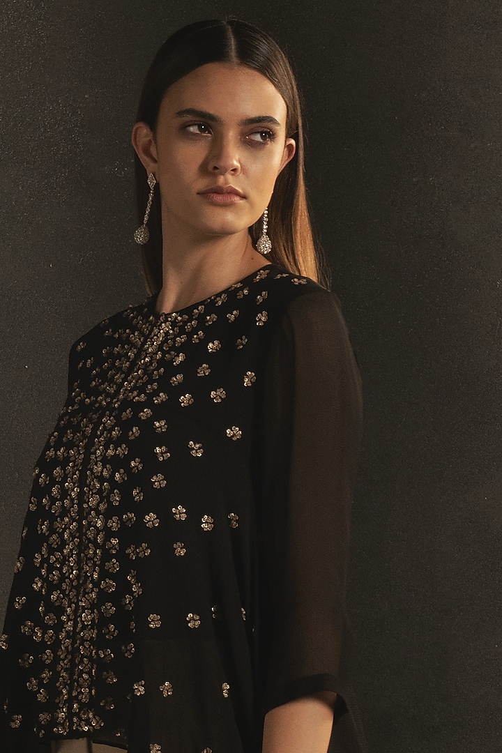 Black Hand Embroidered Top by Namrata Joshipura at Pernia's Pop Up Shop