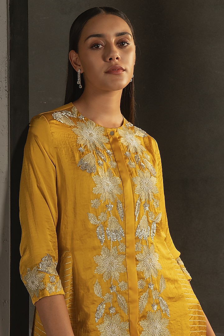 Ochre Hand Embroidered Kurta Set by Namrata Joshipura at Pernia's Pop Up Shop