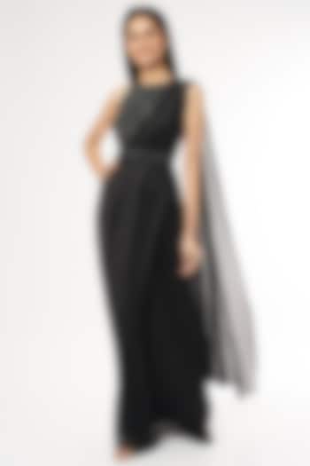 Black Embellished Wedding Saree Set by Namrata Joshipura at Pernia's Pop Up Shop