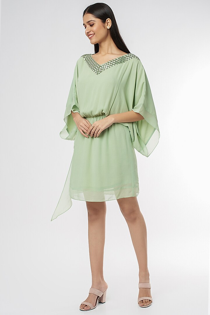 Jade Green Embellished Kaftan Dress by Namrata Joshipura