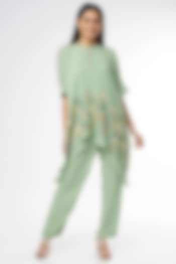 Green Georgette Embellished Co-Ord Set by Namrata Joshipura at Pernia's Pop Up Shop