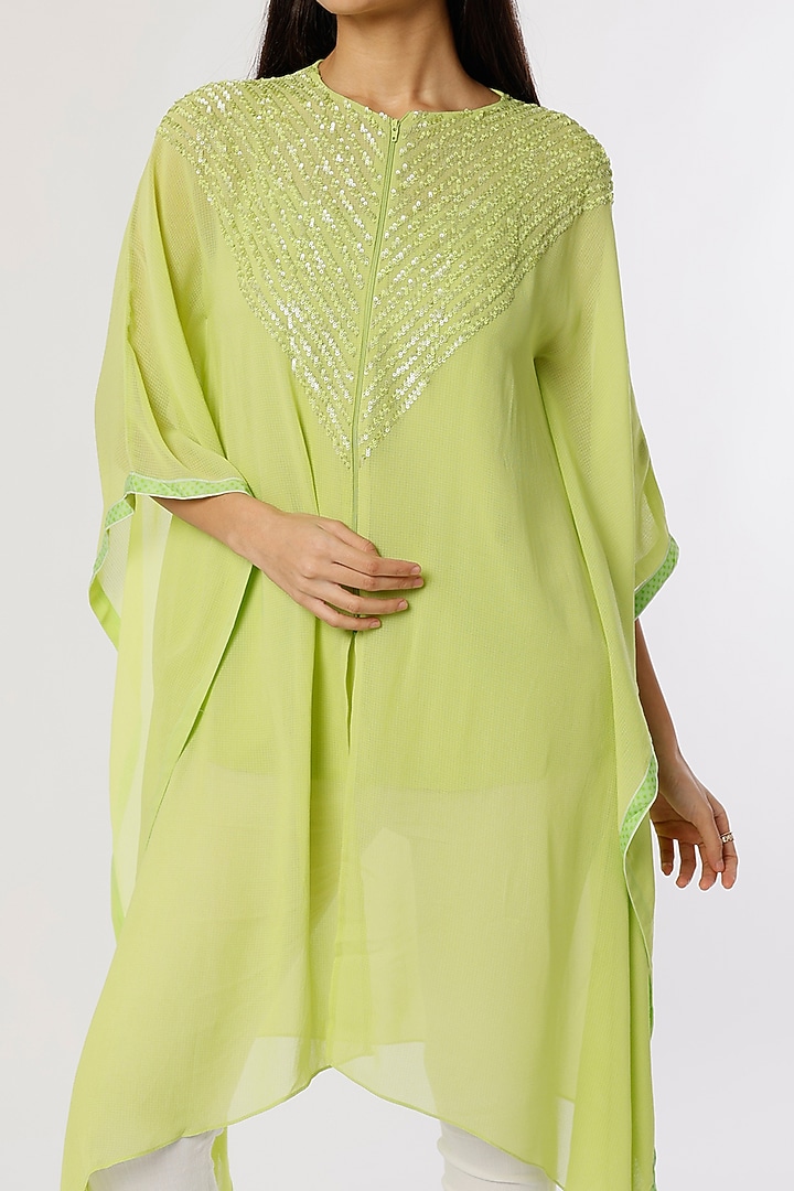 Lime Georgette Kaftan by Namrata Joshipura at Pernia's Pop Up Shop
