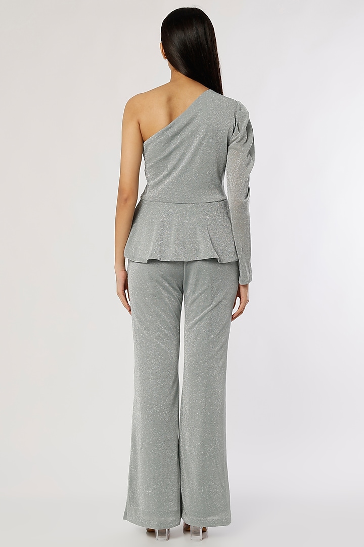 Grey Shimmer Jersey Pant Set by Namrata Joshipura at Pernia's Pop Up Shop