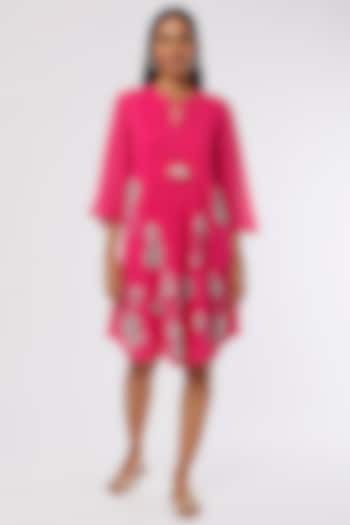 Fuchsia Embellished Shift Dress by Namrata Joshipura