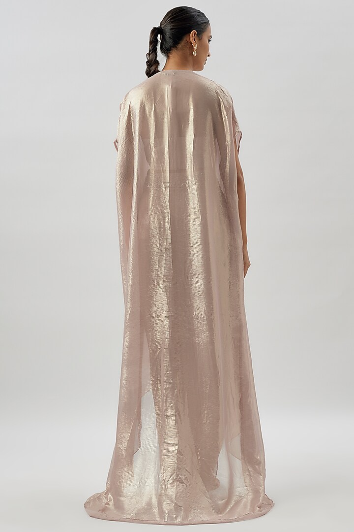English Rose Shimmer Chiffon Floral Hand & Machine Embellished Cape Set by Namrata Joshipura at Pernia's Pop Up Shop