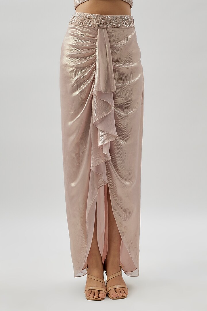English Rose Shimmer Chiffon Floral Hand & Machine Embellished Cape Set by Namrata Joshipura at Pernia's Pop Up Shop