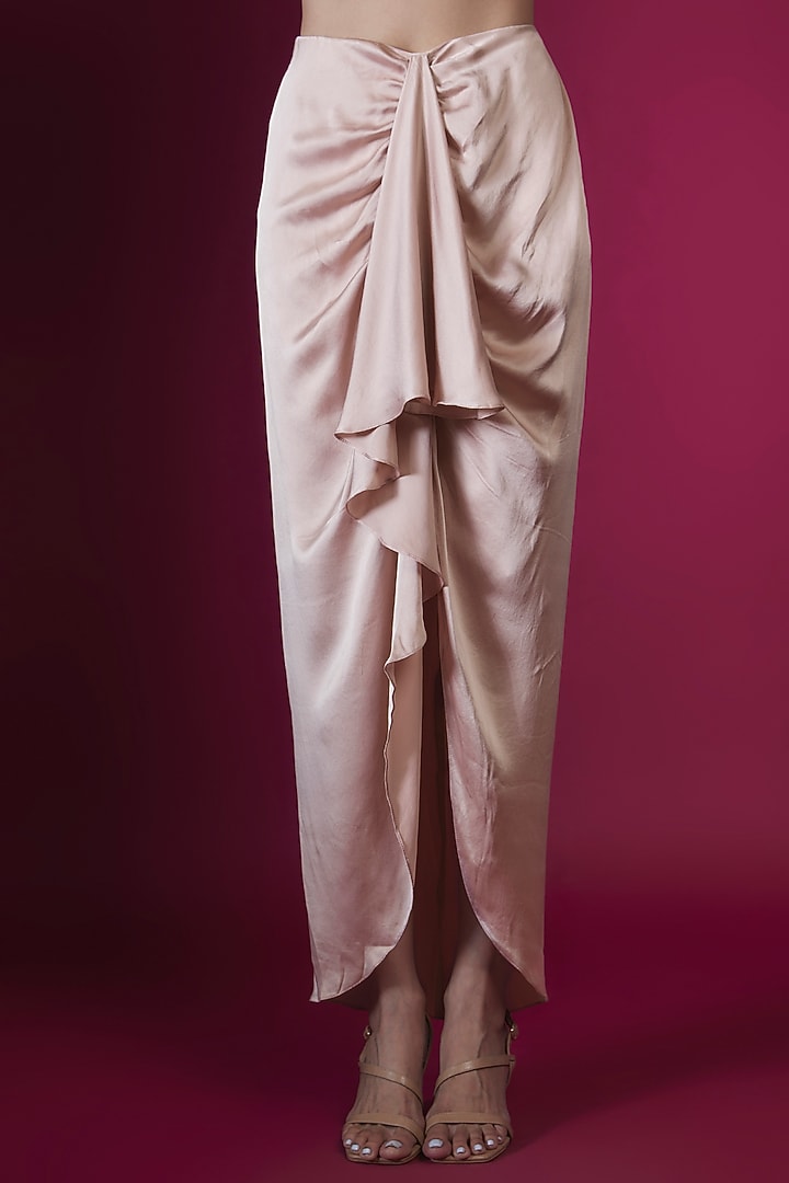 Rose Shimmer Crepe Draped Skirt Set by Namrata Joshipura at Pernia's Pop Up Shop