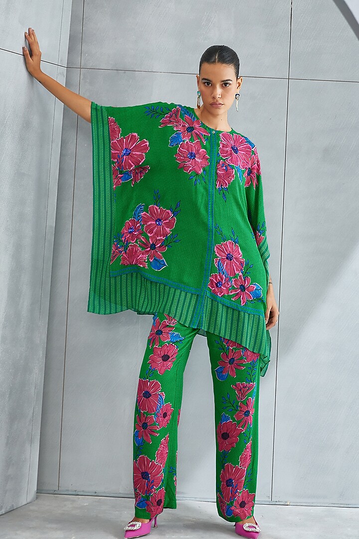 Forest Green Georgette Co-Ord Set by Namrata Joshipura at Pernia's Pop Up Shop