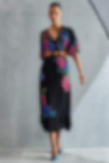 Black Georgette Hand Embellished Dress by Namrata Joshipura