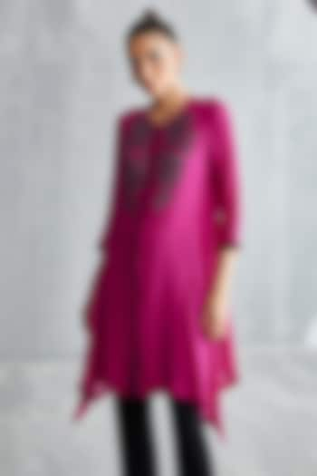 Mulberry Georgette Embellished Handkerchief Tunic by Namrata Joshipura at Pernia's Pop Up Shop