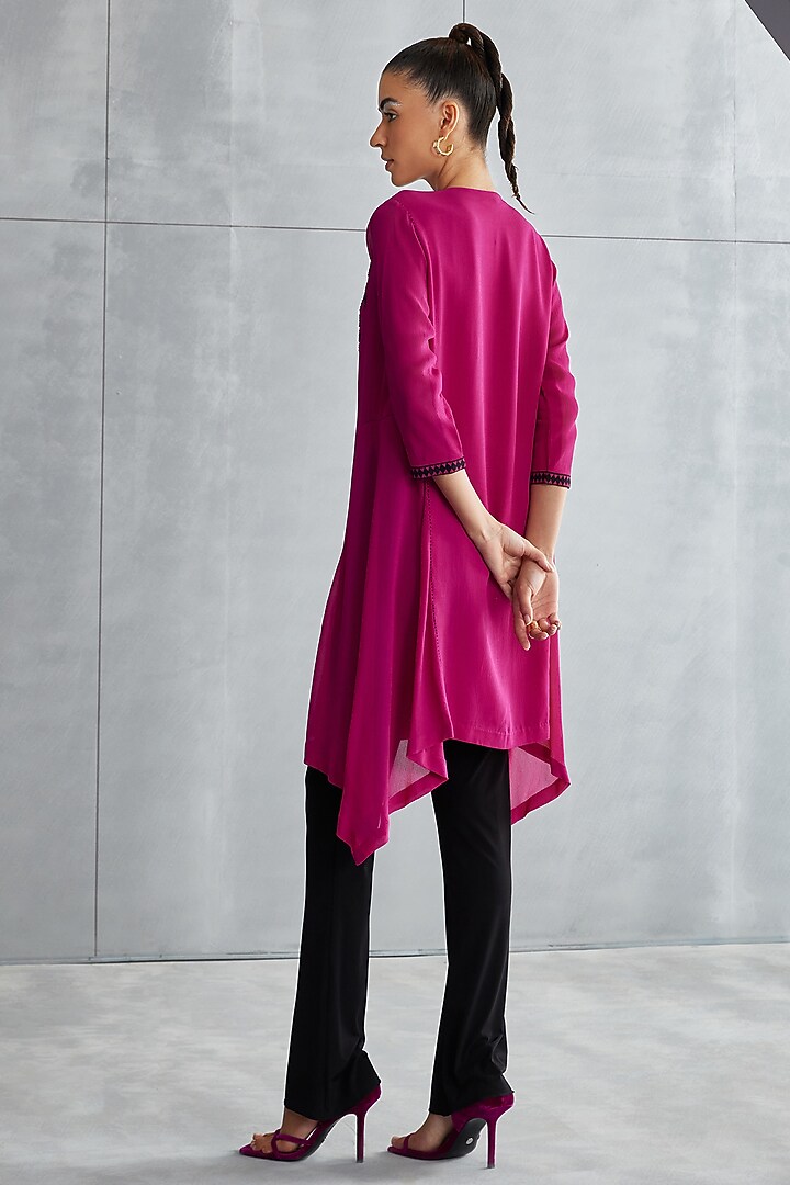Mulberry Georgette Embellished Handkerchief Tunic by Namrata Joshipura at Pernia's Pop Up Shop